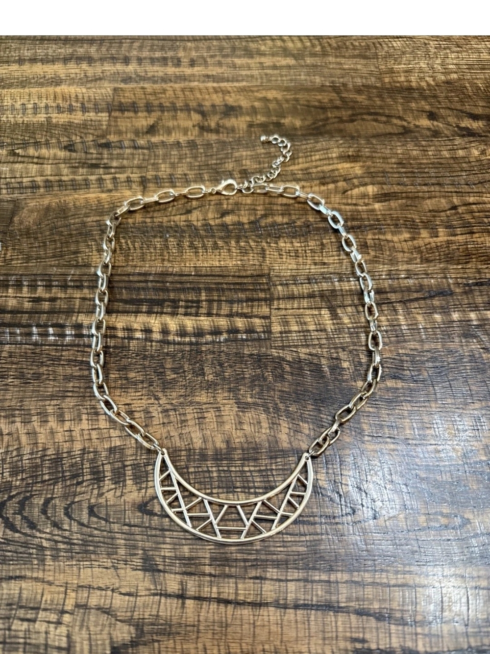 Gold Tone Geometric Crescent Necklace - Women Jewelry